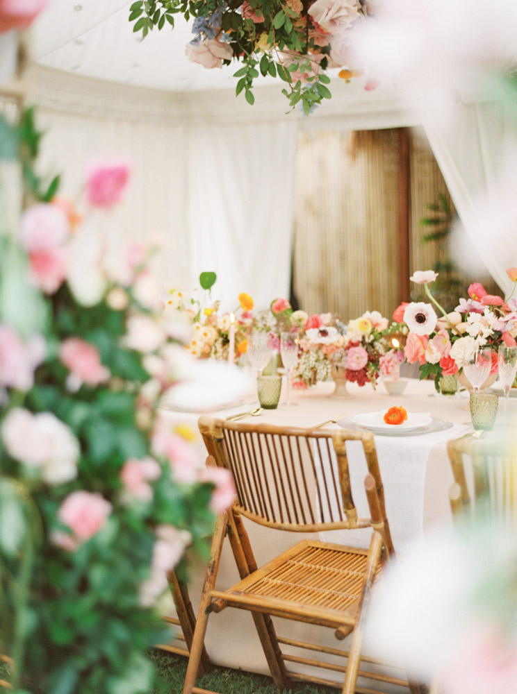 Byron bay summer garden wedding with bright colourful wedding flowers