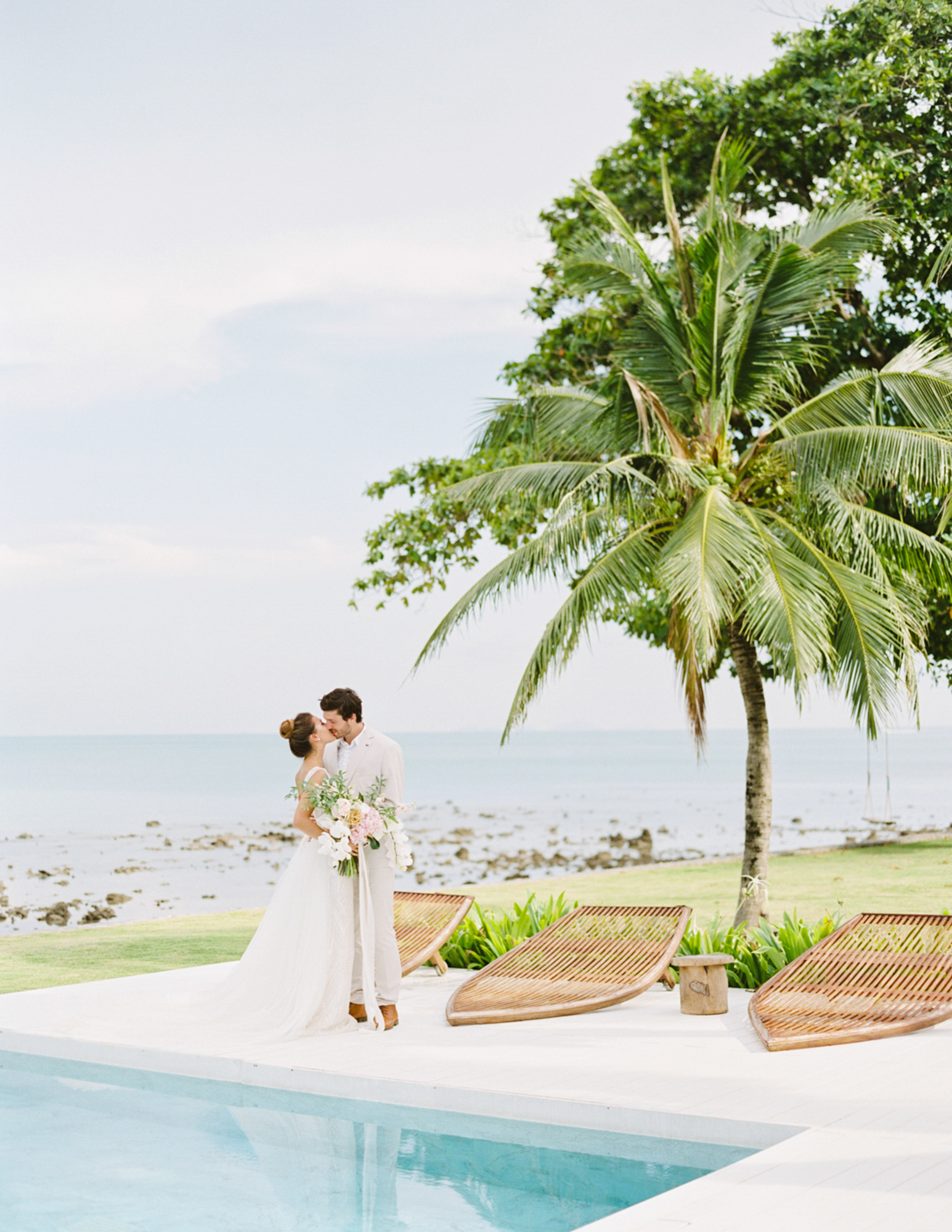 Bride and groom photos for elopement on the luxury island Koh Yao Noi phuket in Thailand